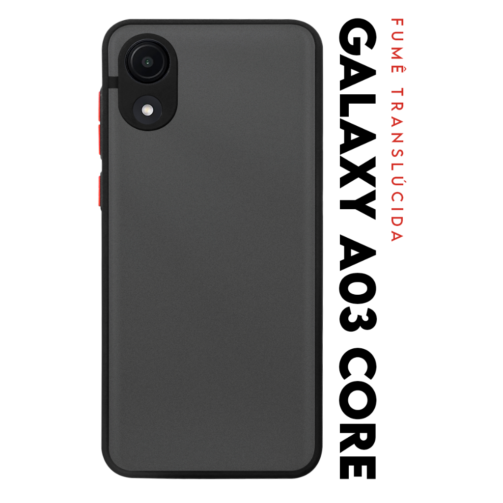 Case Capinha Case Anti Shock Space Acrílico Translucida Fumê Botões Vermelho para Galaxy A03 Core A032 6.5