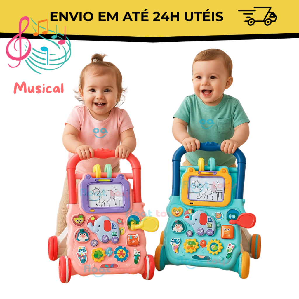 Andador Didático Bebê Musical Empurrador Quadro Magico Baby Infantil