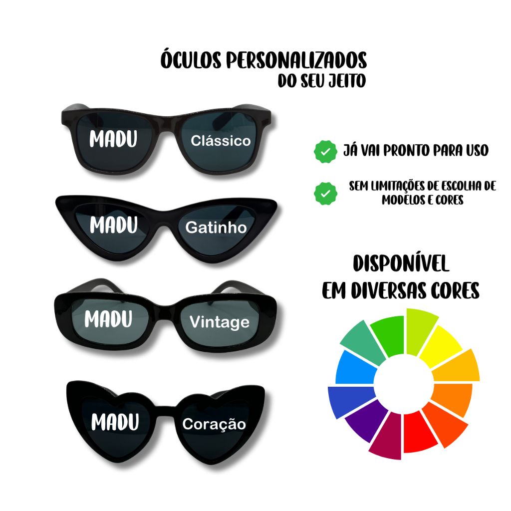 Kit Óculos Madu Personalizados Para Festa Balada Casamento