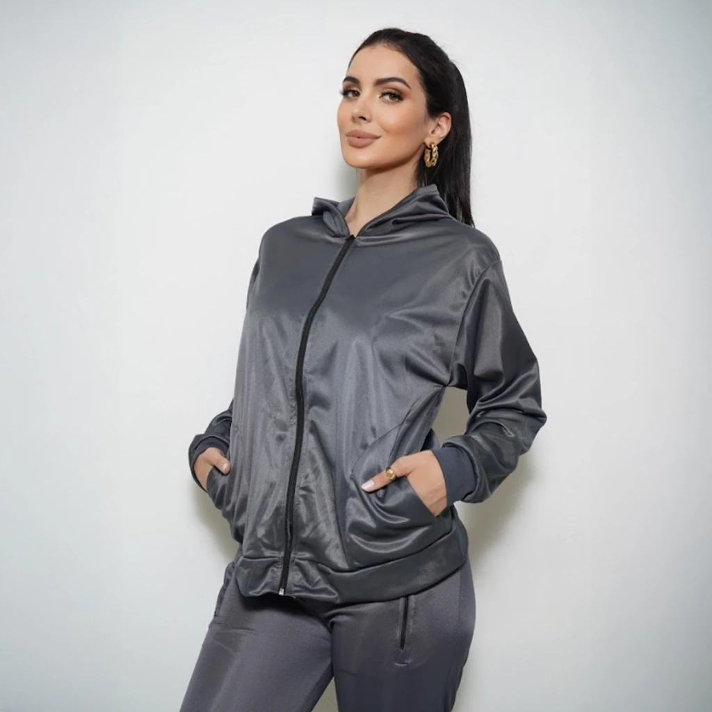 Casaco Feminino Corta Vento Flanelado Dry Fit Ziper Capuz