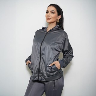 Casaco Feminino Corta Vento Flanelado Dry Fit Ziper Capuz
