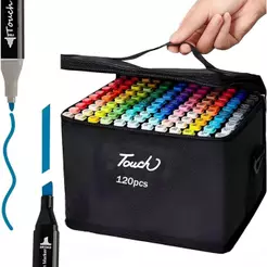 Conjunto 24/36/48/80/120/168 Canetinhas P/ Colorir Desenho Marca Texto Bolsa Ponta Dupla Criança