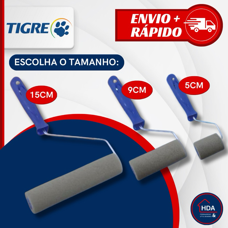 Rolo Rolinho Espuma Poliéster Cinza 5cm 9cm ou 15cm - Tigre em Oferta na Shopee