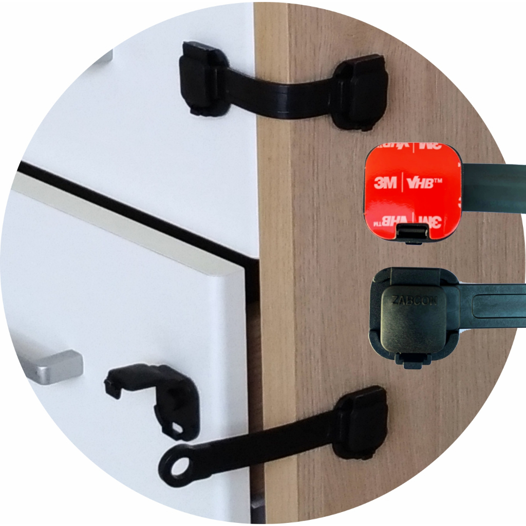 Kit 4 Trava Gaveta Armário Geladeira Porta Vaso Sanitário Segurança Protetor Infantil Bebe PRETO