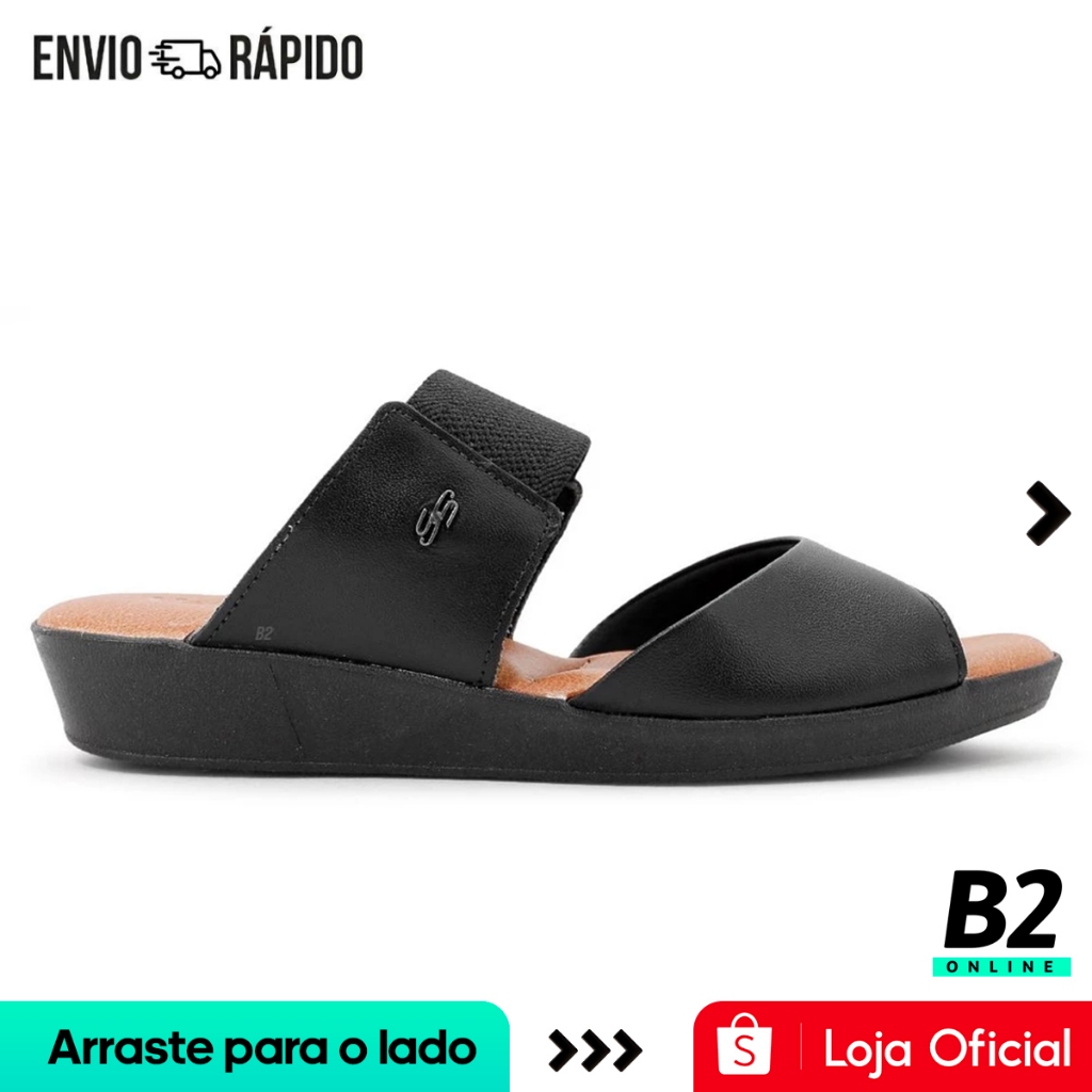 Tamanco Slide Usaflex Preto Plataforma Elástico Feminino Original com Nota Fiscal e Garantia em Oferta na Shopee
