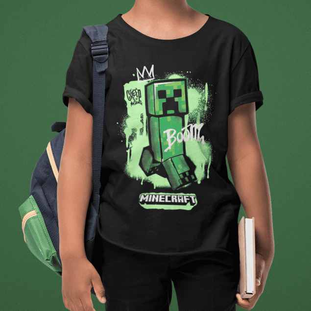 Camiseta Infantil Juvenil Estampada Minecraft Jogo Creeper Camisa Criança Unissex Jovem