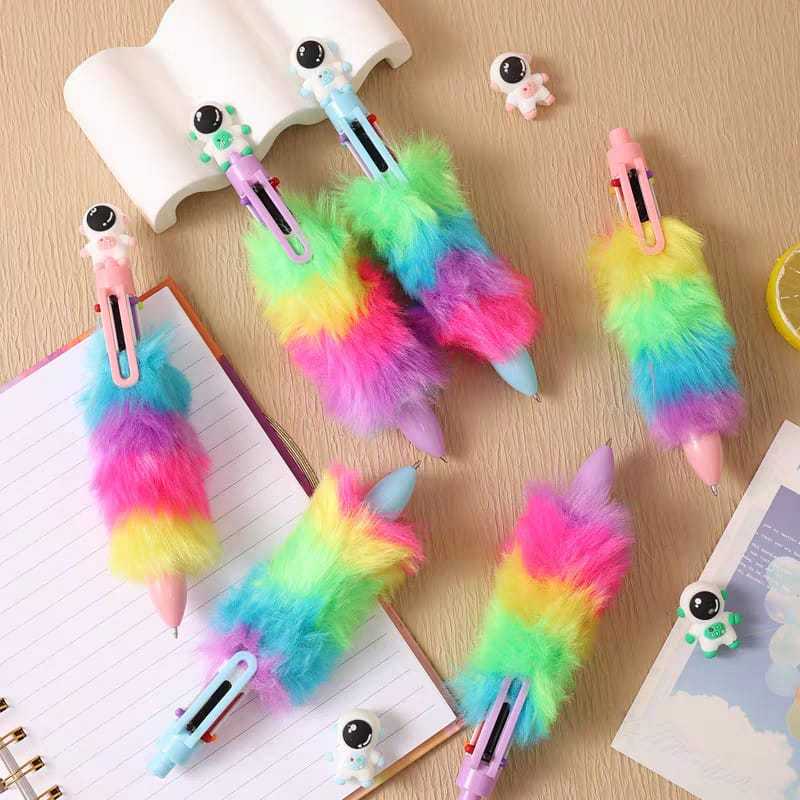 6 Colors Caneta Esferográfica Criativa com Pelúcia - Estilo Unicórnio, Gato ou Astronauta em Oferta na Shopee