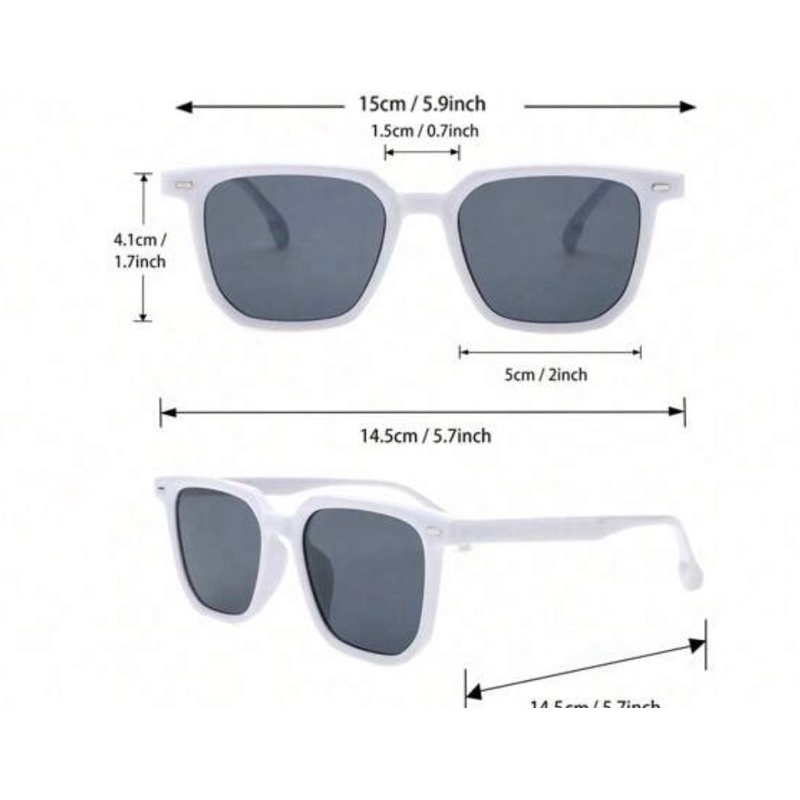 Óculos de Sol Madrid Cristal Branco Quadrado Premium Clássico uv400 Feminino Masculino