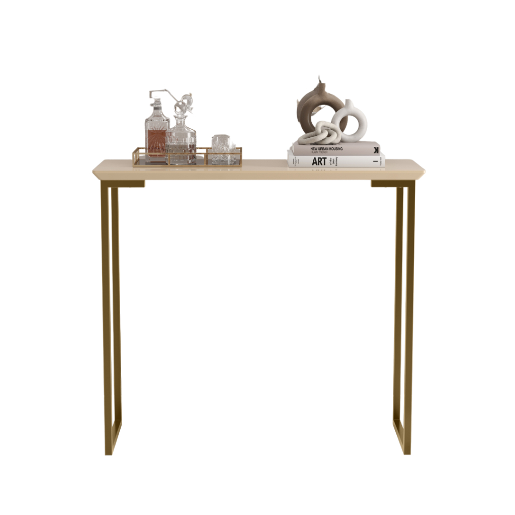 Aparador de Sala Industrial Mesa Lateral Para Decoração Pé Metálico e MDF
