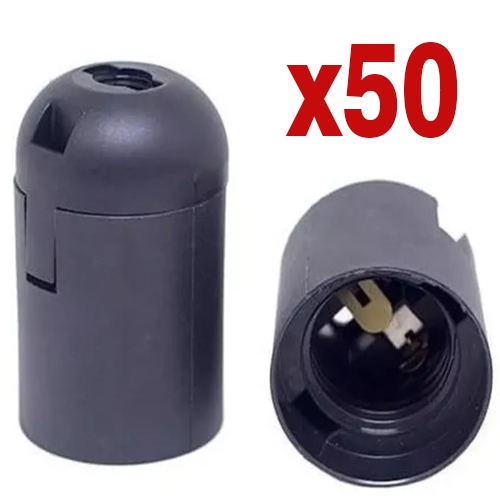 50 Un. Bocal Soquete Plástico E27 Lustre Abajur Pendente COR PRETO