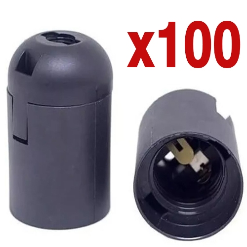 100 Un. Bocal Soquete Plástico E27 Lustre Abajur Pendente bocal COR PRETO