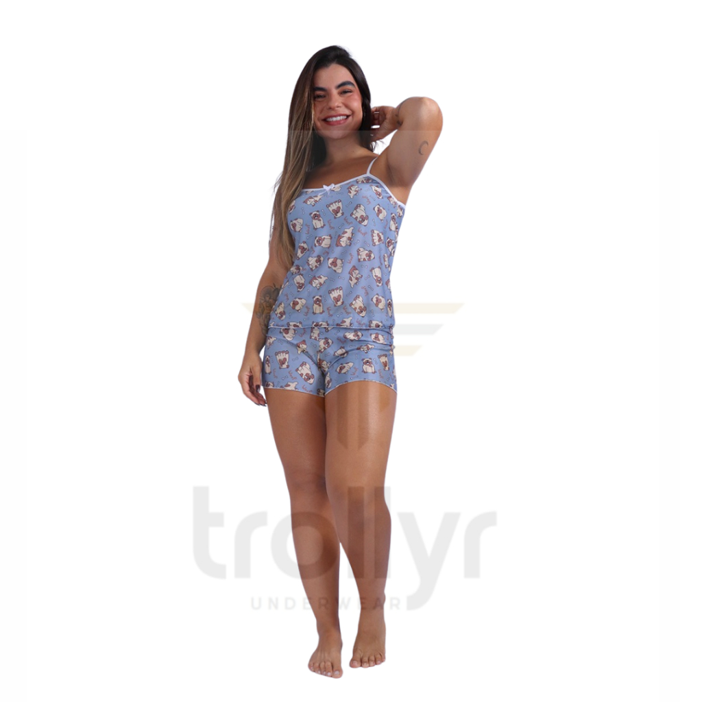 Kit c/ 2 Conjuntos de Short Doll Feminino Estampado — imagem 2 de 2