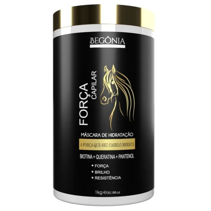 Máscara Força Capilar é enriquecida com Biotina, Queratina e Pantenol – 1Kg – Begônia Gold