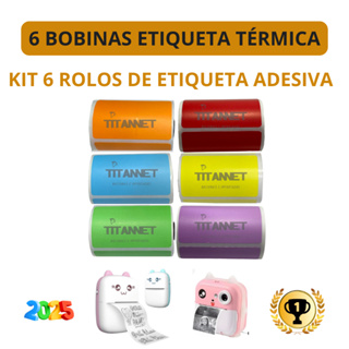 Etiqueta Adesiva Coloridas P/ Mini Impressora Gato - 6 Rolos em Oferta na Shopee