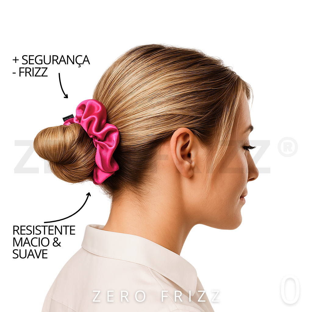 Kit ZERO FRIZZ® Touca de Cetim Premium Anti Frizz com Regulador e Dupla Camada + Scrunchie de Cetim
