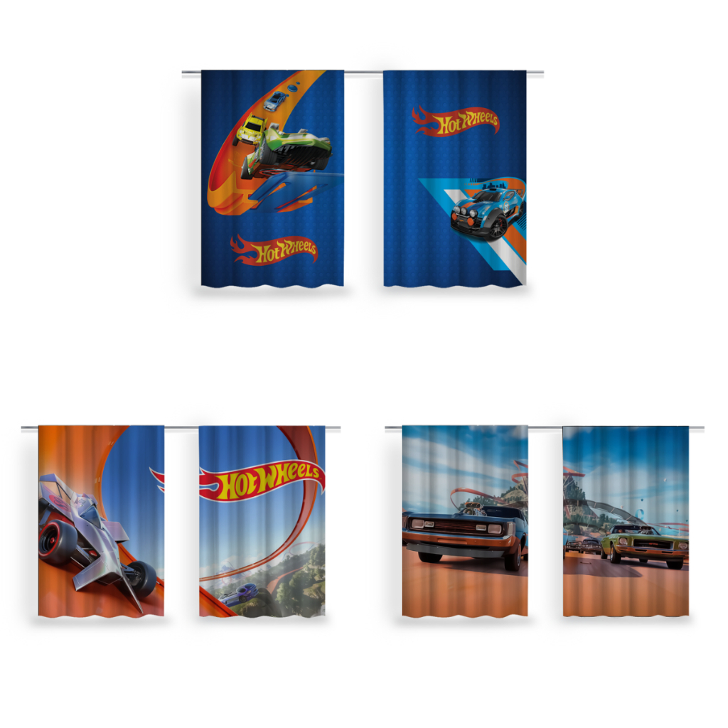 Cortina Sublimada Decore Seu Lar Estilo e Qualidade Estampas Diversas Hotwheels