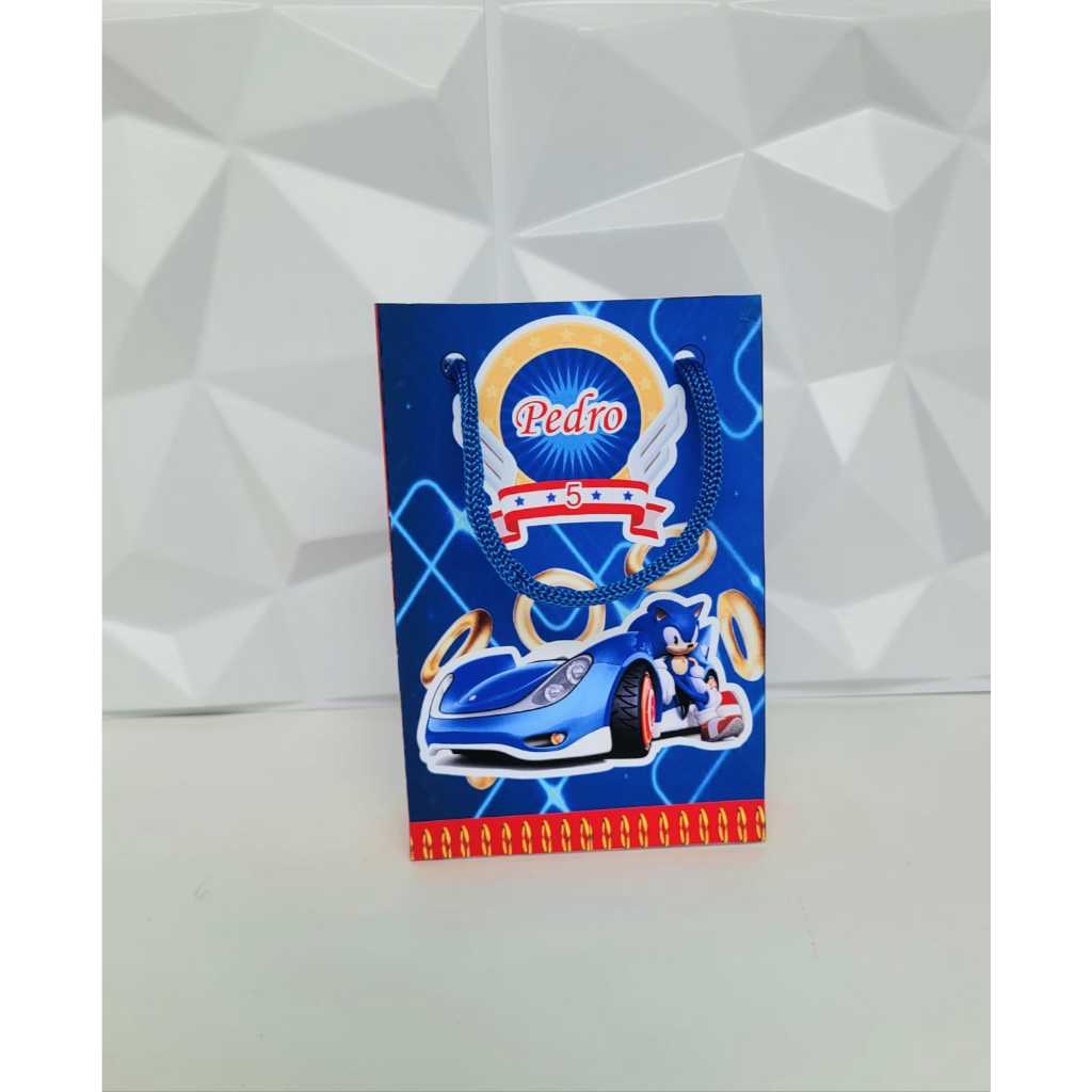 SACOLINHAS PERSONALIZADA TEMA SONIC/LEMBRANCINHA/ SACOLA DE ANIVERSÁRIO PARA COLOCAR DOCES TEMA SONIC