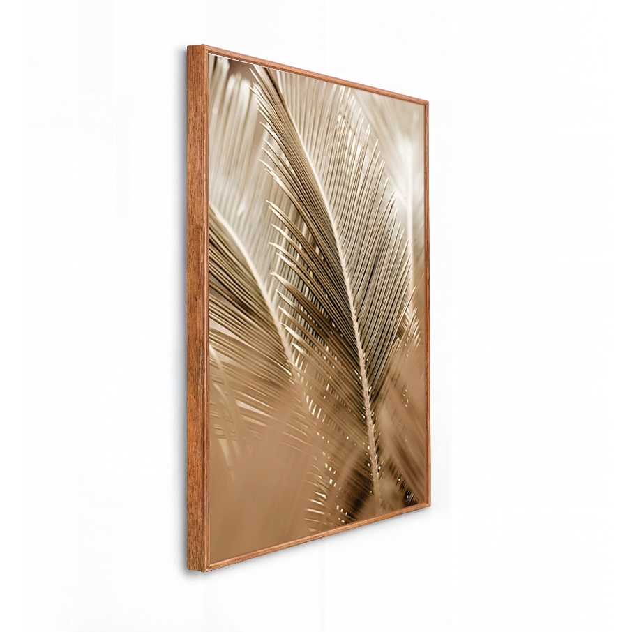 Quadro Decorativo Grande 41x61x3.5cm Moldura Modelo Caixa Alta Folhagem Dourada