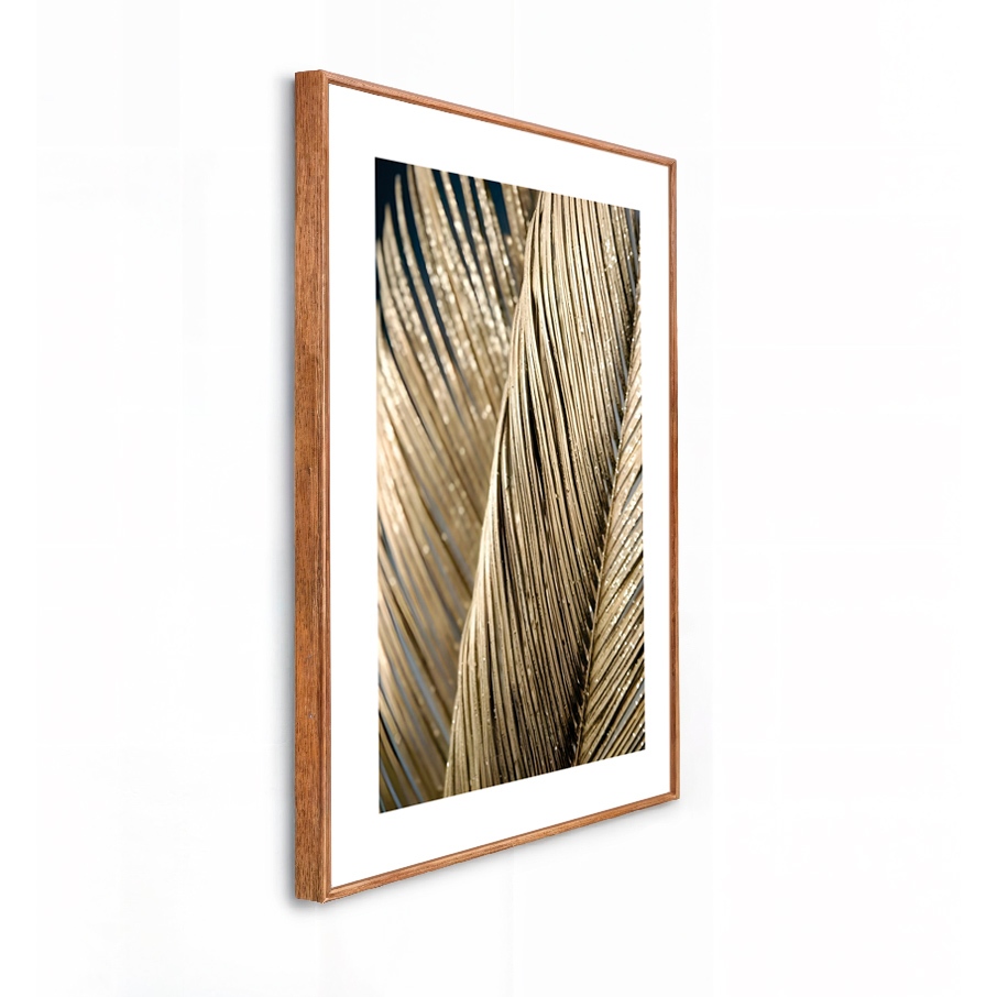 Quadro Decorativo Grande 41x61x3.5cm Moldura Modelo Caixa Alta Folhagem Dourada Paspatur