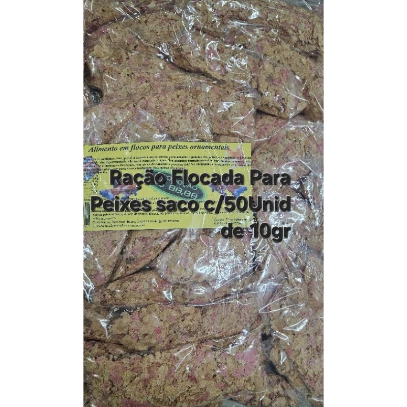 Ração Flocos Para Peixes Saco Com 50uni De 10gr(Ideal Para Revenda)