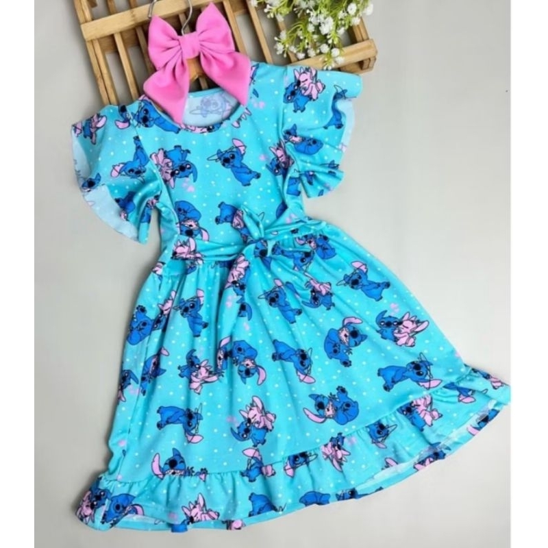 Vestido infantil Stitch com suplex confortável