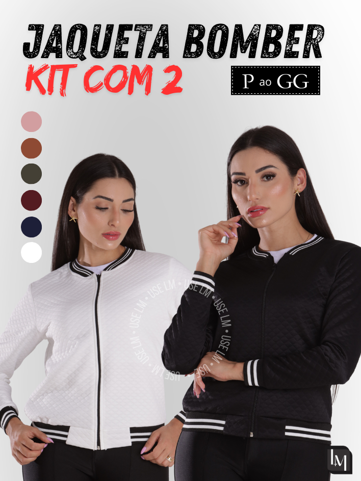 Kit 02 Jaqueta Bomber Casaco Blusa Feminina Com Ziper Inverno