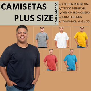 Camiseta Plus size masculina Premium Plus Sise 100% algodão tamanhos grande G1 G2 G3 em Oferta na Shopee