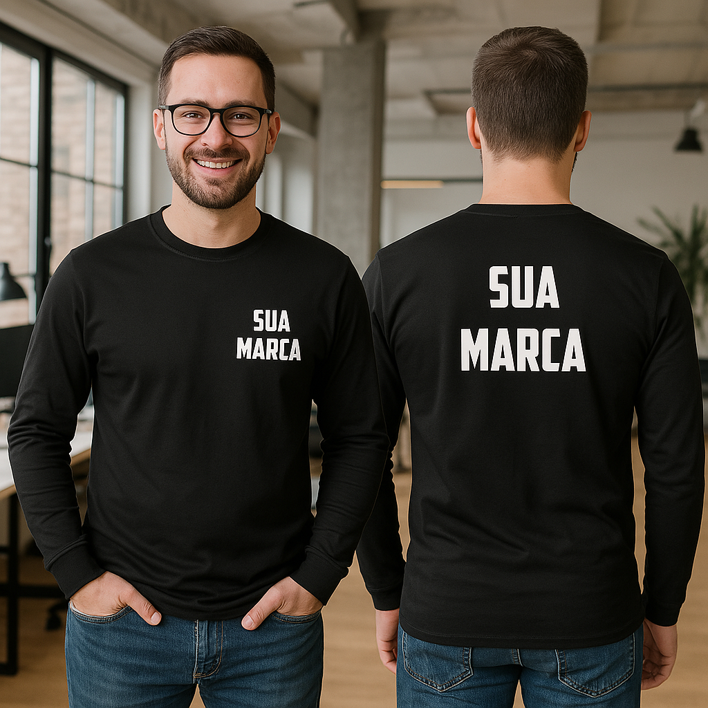 Camisa com Seu Logo Sua Marca no Peito e Costas em Oferta na Shopee