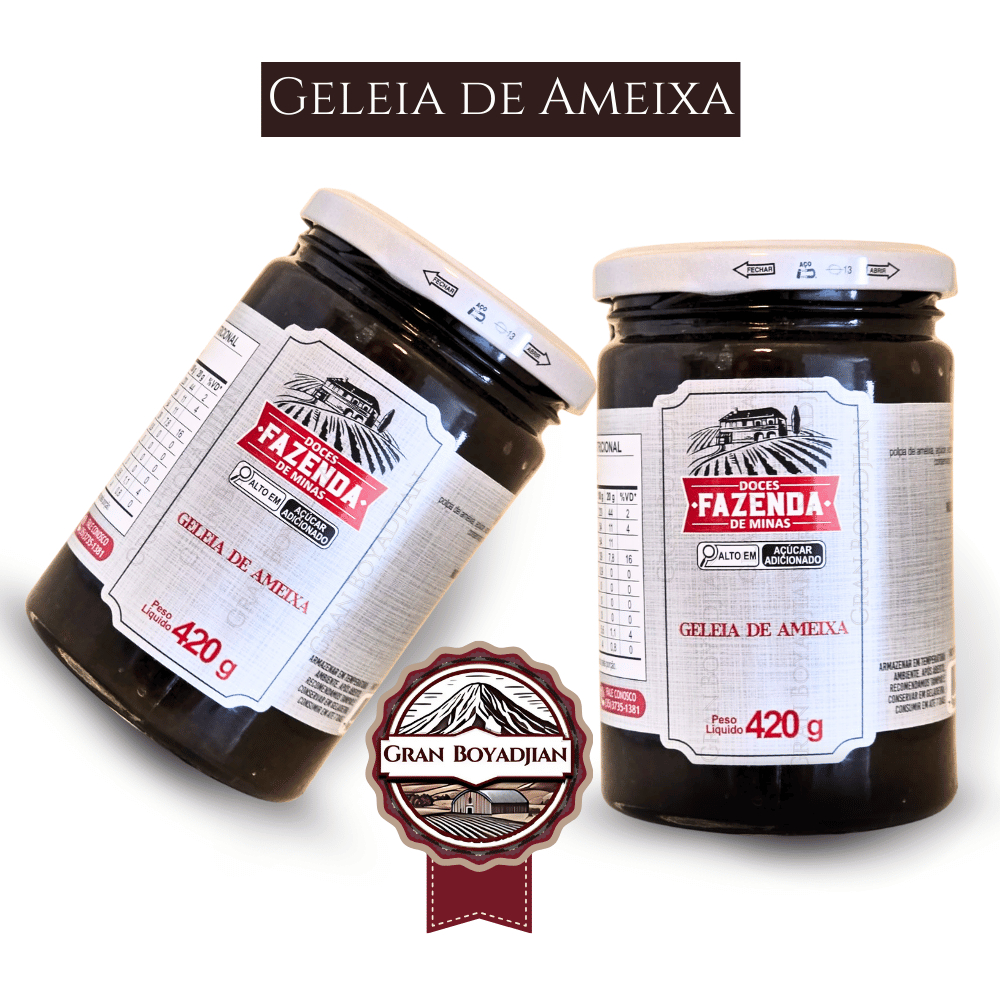 Geléia de Amora, Jabuticaba, Maracujá, Morango e Goiaba Fazenda de Minas
