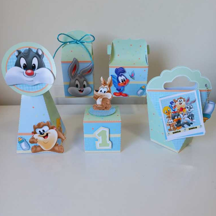Kit Festa Personalizado Looney tunes baby: Caixas Temáticas Lembrancinhas para Aniversário Infantil
