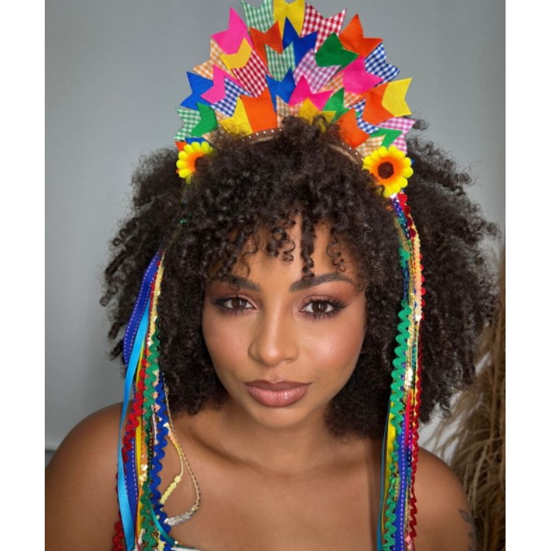 ACESSÓRIO DE SAO JOÃO TIARA JUNINA TIARA DE  BANDEIRINHA em Oferta na Shopee