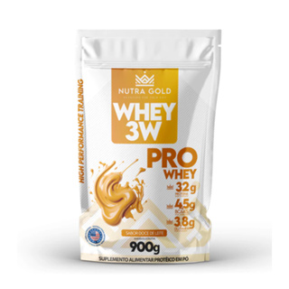 NUTRA GOLD WHEY PRO 3W- DOCE DE LEITE - 900g - SACHÊ em Oferta na Shopee