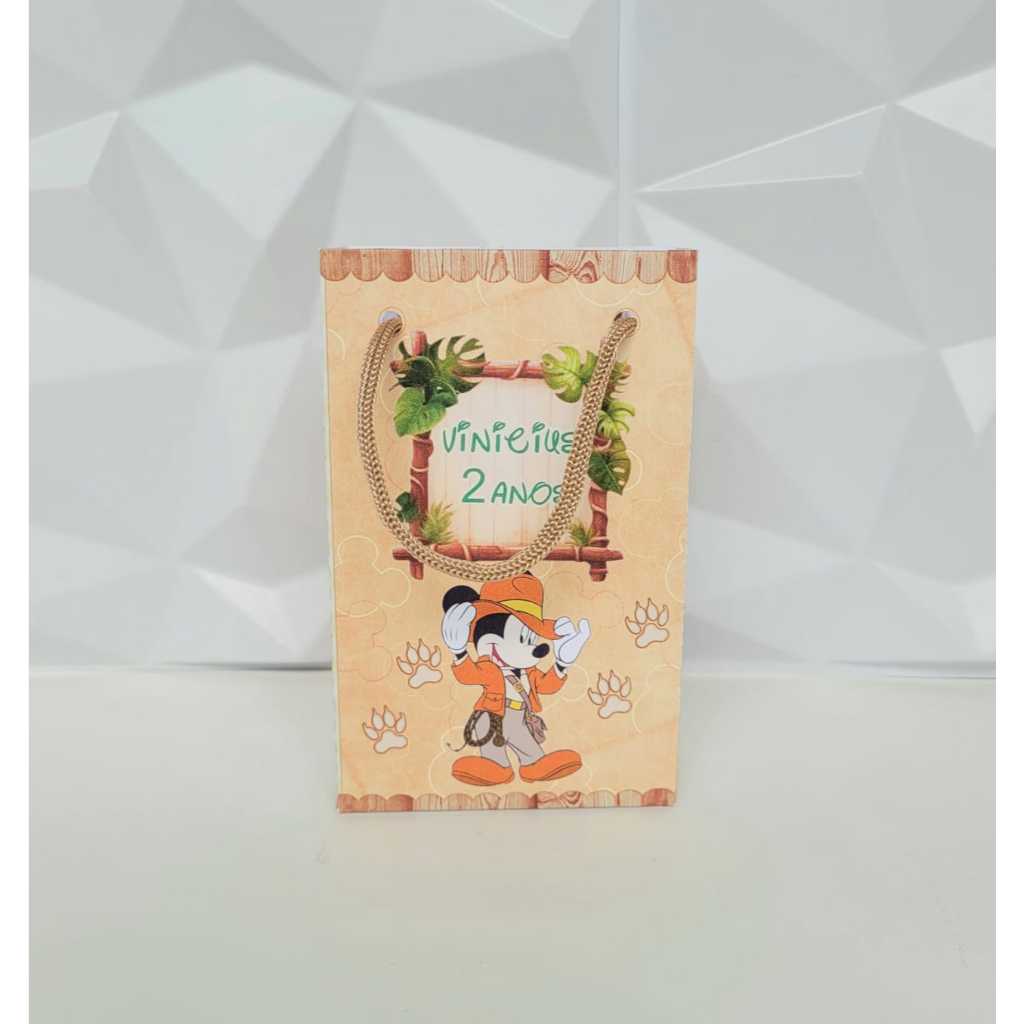 SACOLA PERSONALIZADA PARA LEMBRANCINHA MICKEY SAFARI/ SACOLA PARA LEMBRANCINHAS DE ANIVERSARIO TEMA SAFARI DO MICKEY