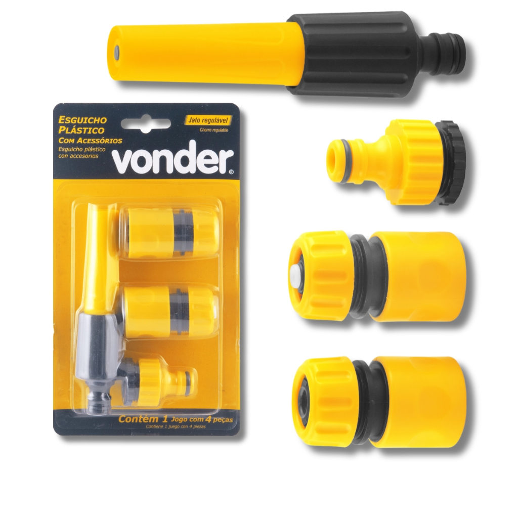 Kit Esguicho Engate Rápido para Mangueira 4 Peças Vonder em Oferta na Shopee