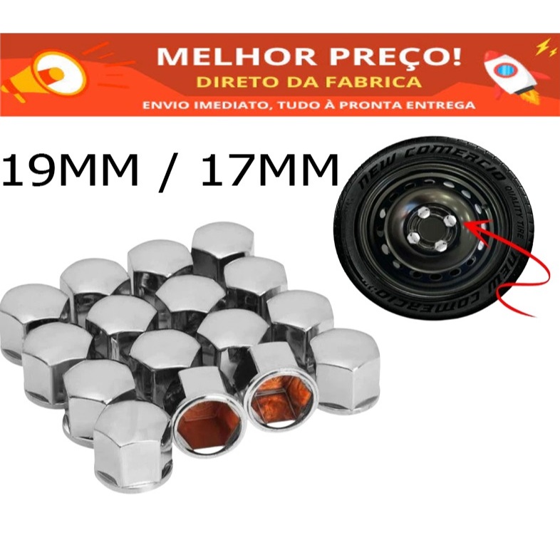 Capa de Parafuso Cromado Sextavado Gol Fox Celta City Fit Palio Corsa Fiesta Ka Clio Civic Duster Uno Peugeot ... em Oferta na Shopee