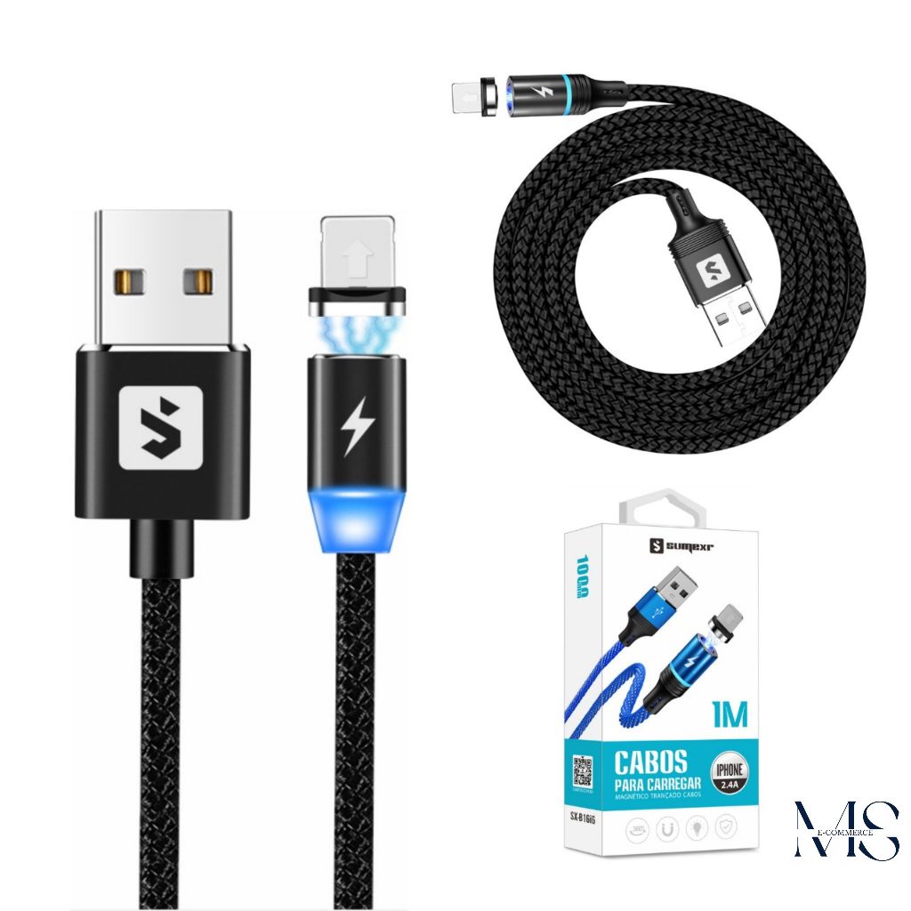 Kit C/2 Cabo Magnetico Trançados Para V8 , j3 Prime, Lenovo, Usb E Micro-usb - B16v8
