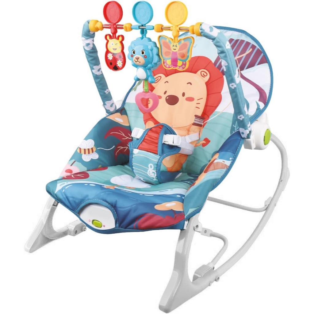 Cadeira de Descanso + Balanço Bebê Baby Vibratória Com Musical e Brinquedos Didático Zippy Toys Azul