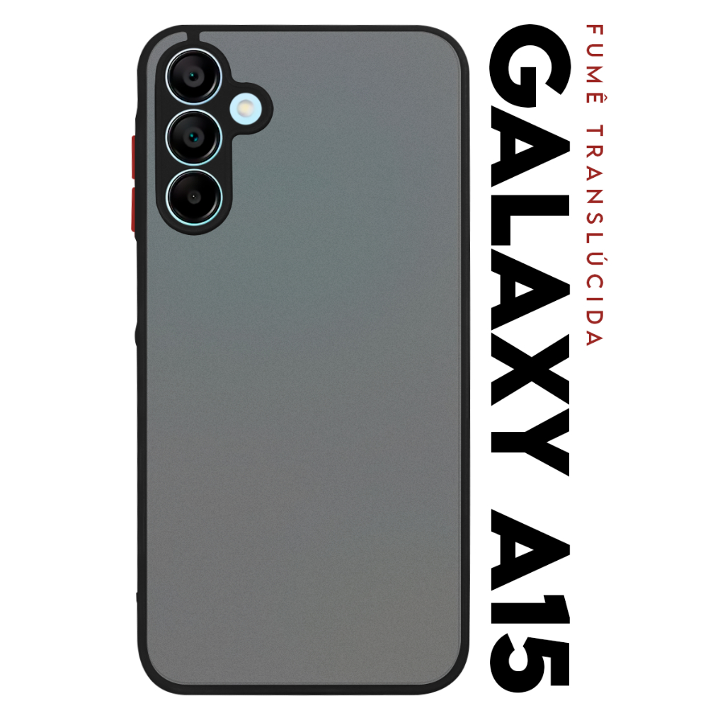 Case Capinha Case Anti Shock Space Acrílico Translucida Fumê Botões Vermelho para Galaxy A15 5g A156 Tela 6.5