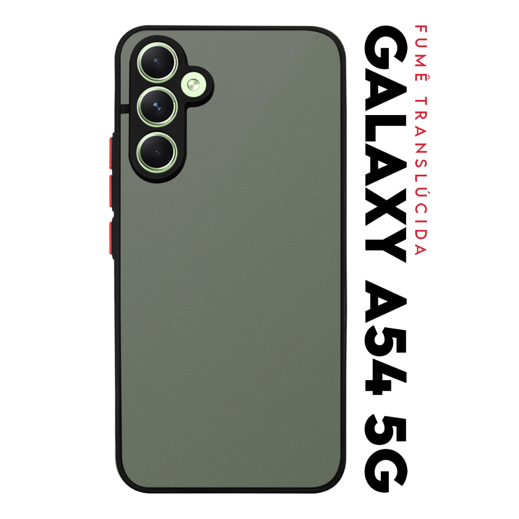 Case Capinha Case Anti Shock Space Acrílico Translucida Fumê Botões Vermelho para Galaxy A54 5g A546 6.4