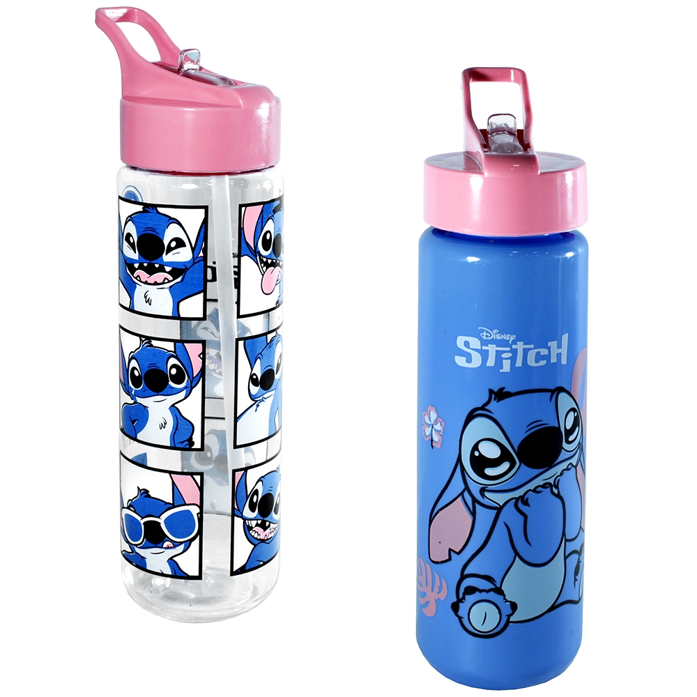 GARRAFA SQUEEZE DE PLASTICO PET STITCH COM TAMPA E ALCA CANUDO 550ML 700ML 1 LITRO PRESENTE