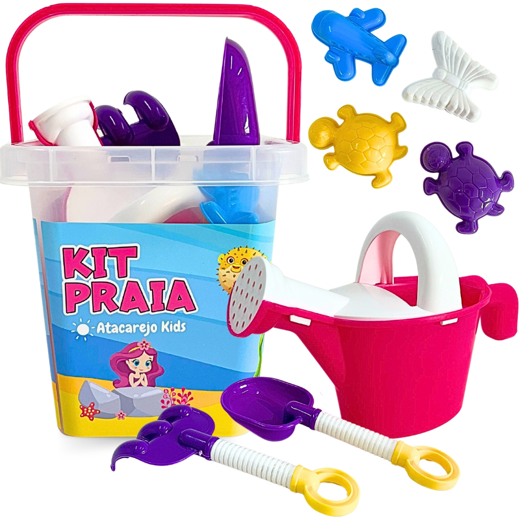 Kit Baldinho de Praia Infantil Feminino Sereia Completo