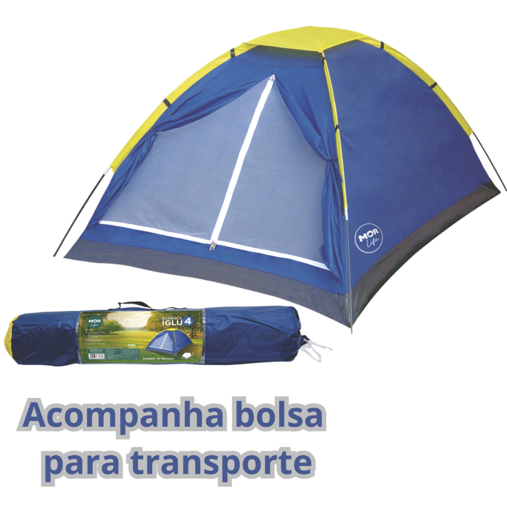 Barraca Iglu Acampamento 4 Pessoas Camping Acampar Pescaria Retiro Tenda Com Bolsa