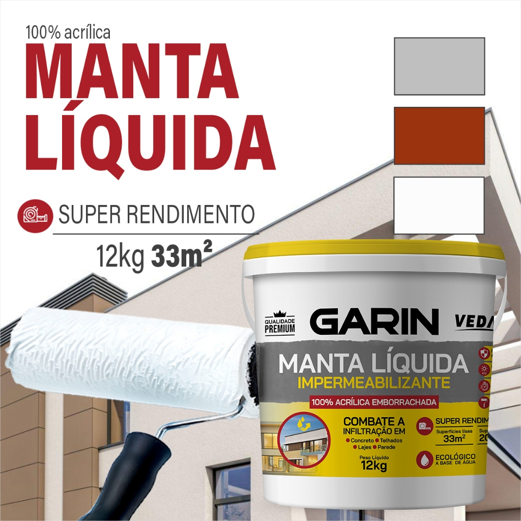 Manta Líquida Emborrachada Impermeabilizante Garin 12kg em Oferta na Shopee