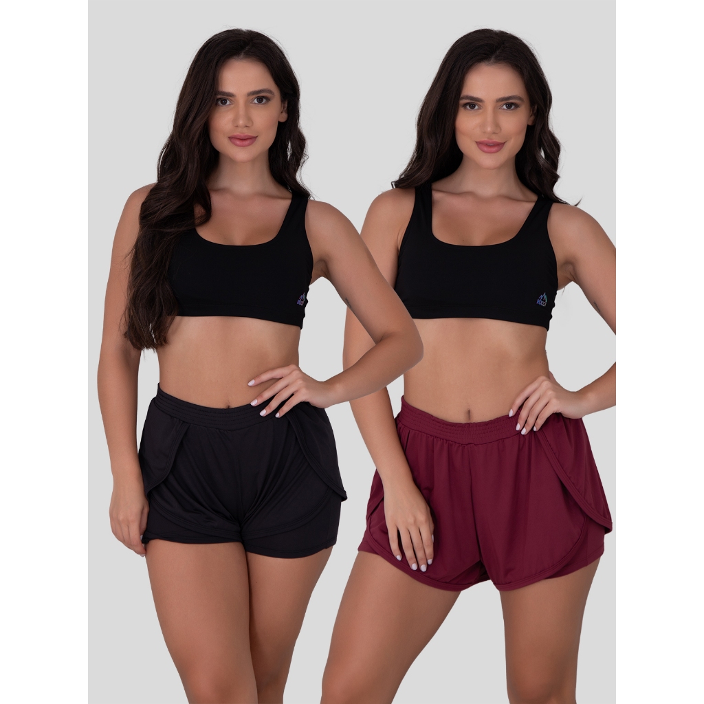 Kit 2 Shorts Femininos de Corrida Yoga Beach Fluit Fitness - Sports & Outdoors
