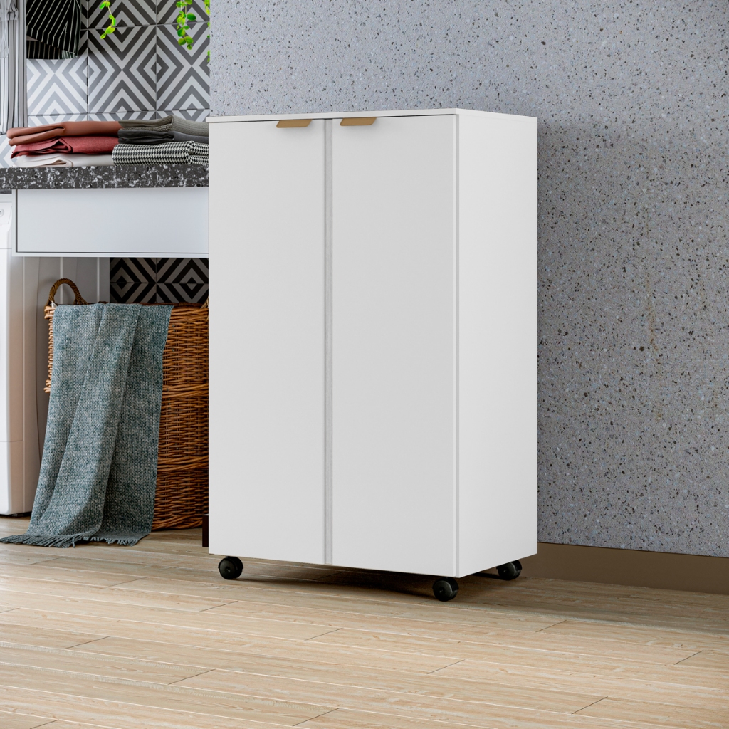 Armário para casa lavanderia com rodizio 2 portas 3 prateleiras organizador varias cores