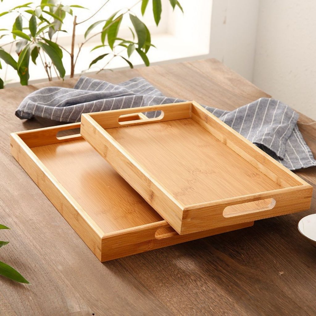 Bandeja Retangular De Bambu Com Alça de apoio Reta 46x33cm  Casita em Oferta na Shopee
