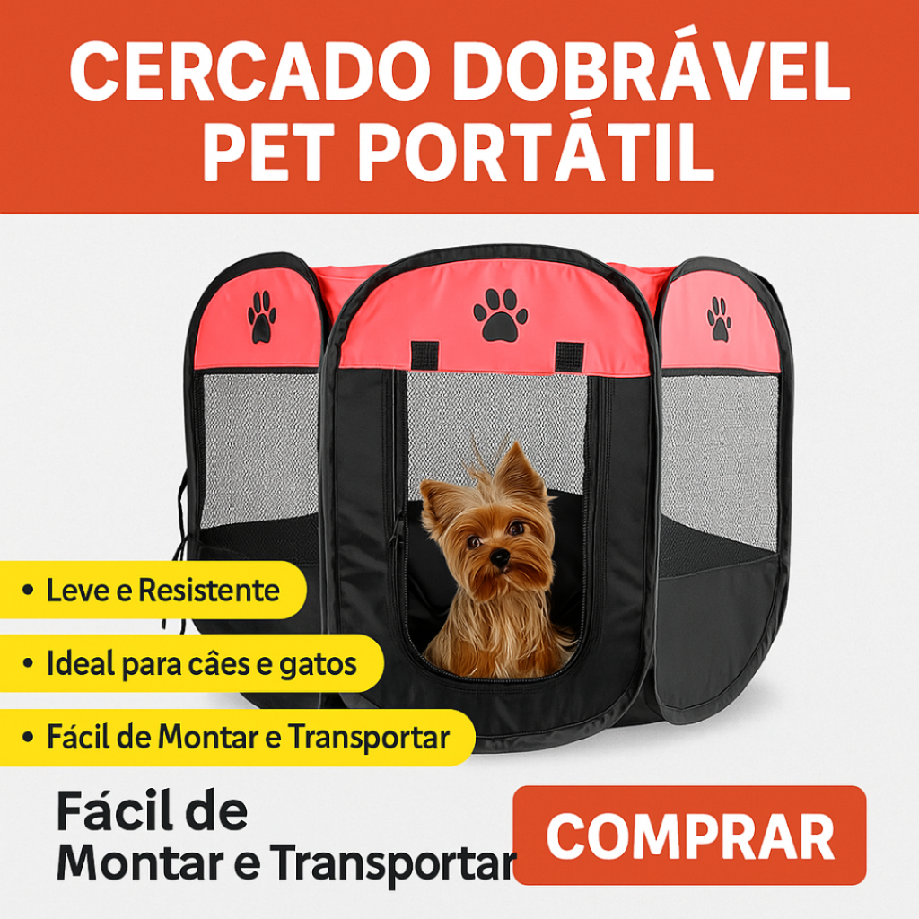 Cercado Delimitador Pet Dobrável Portátil – Casinha para Cães e Gatos Pequenos