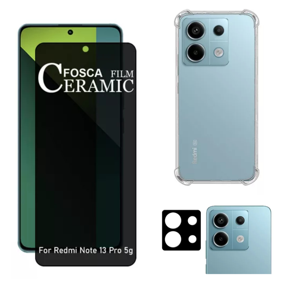 Película Fosca Privativa Xiaomi Note 13 Pro 5G + Capa Capinha Anti Shock + Câmera em Oferta na Shopee
