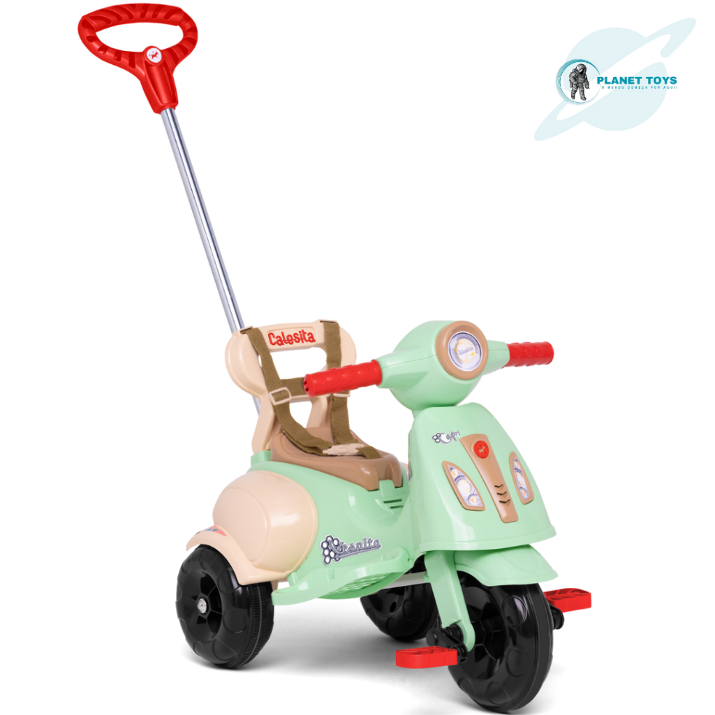 Triciclo Infantil Vespita Com Haste Empurrador e Proteção Lateral Velotrol Motoca C/ Buzina Calesita em Oferta na Shopee