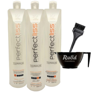 Kit Escova Progressiva Perfect Liss Tourmaline Visat Hair Antifrizz 3 Passos Pro 1 L ou Somente Passo 4 1L + óleo 7ml
